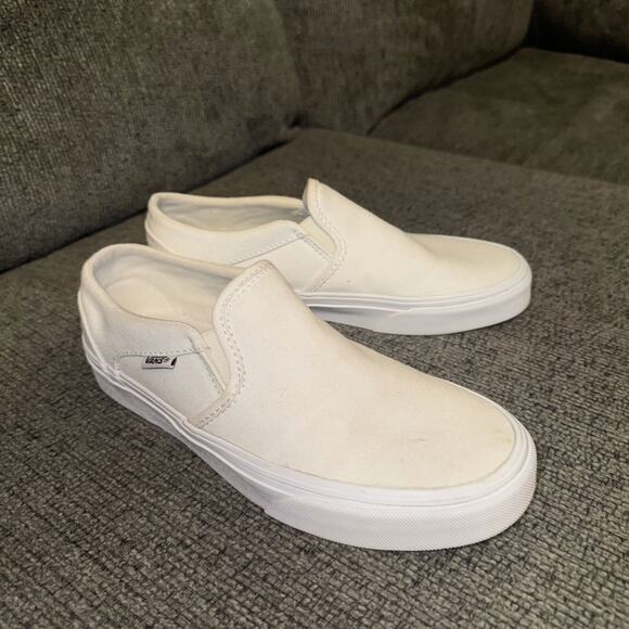 Vans Off the Wall Skateboarding Shoes Women's US 6 Cream Canvas Slip-on Sneakers - Picture 1 of 7